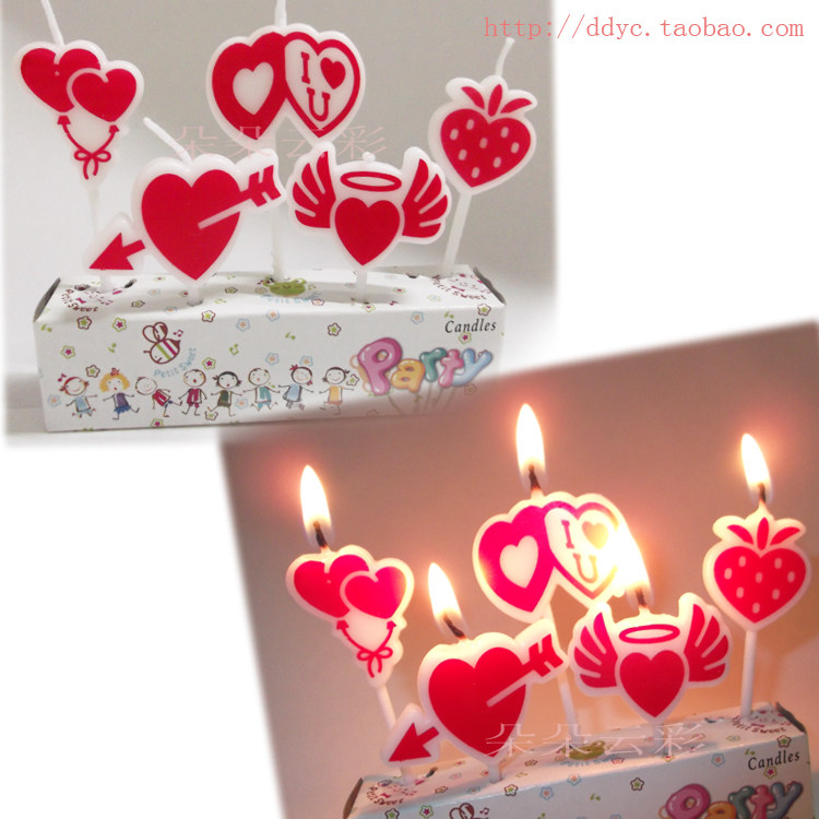 红色爱心蜡烛 生日表白求婚爱蛋糕丘比特之箭我你iloveyou情人节