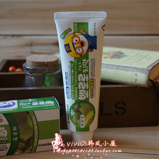 韩国正品 PORORO 小企鹅 婴幼儿/儿童无添加牙膏 哈密瓜味 90g