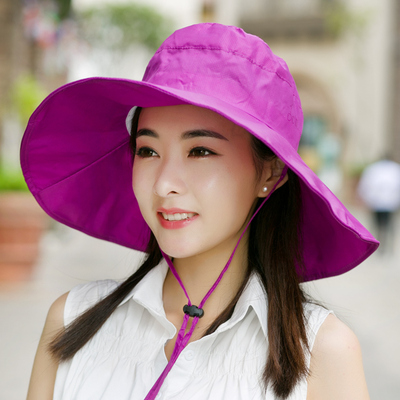 遮阳帽子夏天女海边出游韩版大檐帽潮夏天可折叠沙滩帽防晒太阳帽