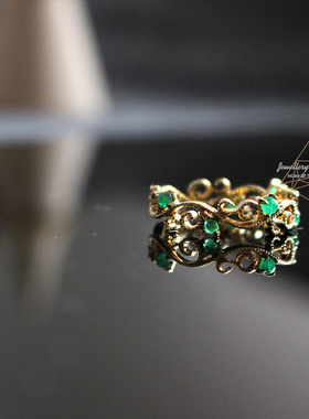 微暖/天然素面祖母绿戒指 18k黄金 原创款/InColor彩定制