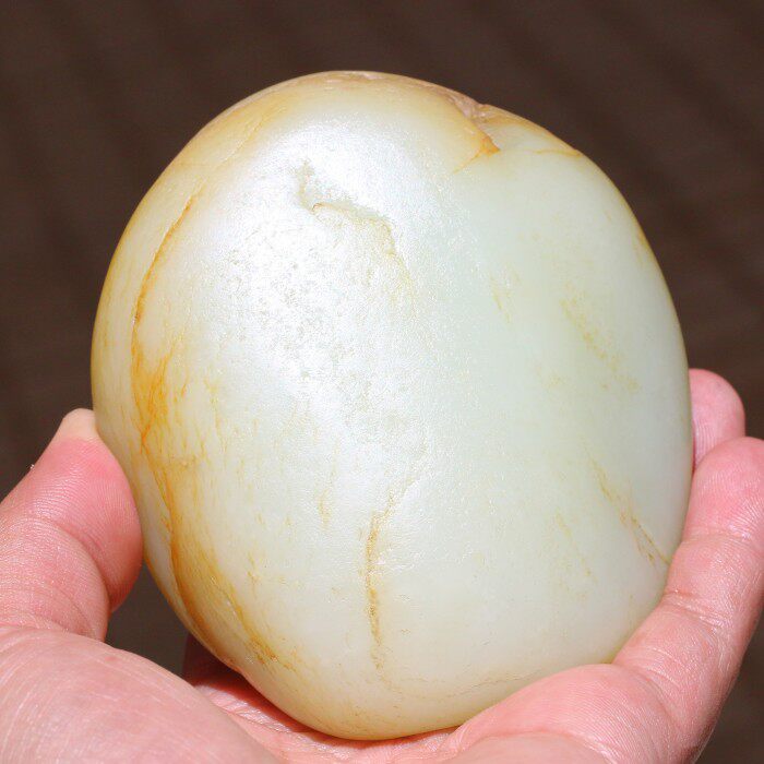 正宗新疆和田玉籽料原石真皮洒金皮天然白玉小摆件把件男女款做料