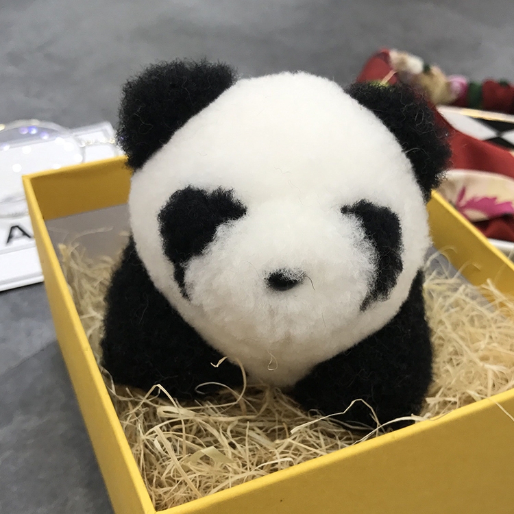 cc家皮草真羊毛萌宠钥匙扣小熊猫