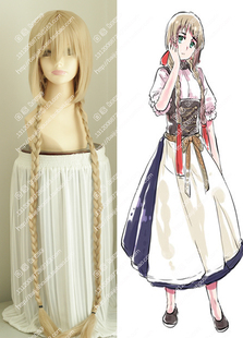 COS假发APH黑塔利亚 诺拉·茨温利 列支敦士登 淡金色 双麻花辫子