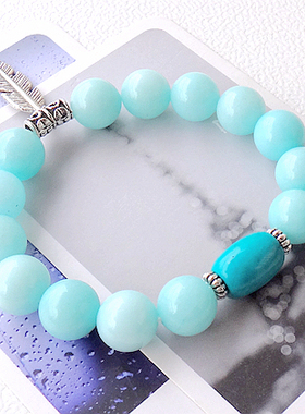 天然绿松石水晶手链包邮