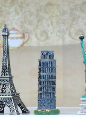 比萨斜塔地标建筑汽车树脂工艺品