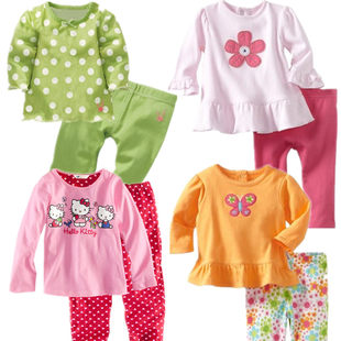 Spring cotton children's trousers for leisure, multicoloured set, children's clothing, classic length, long sleeve