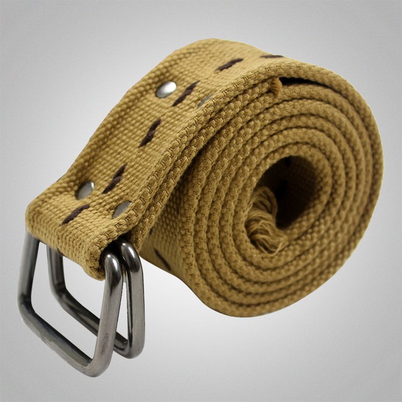 军装户外帆布腰带百搭加厚加长编织双环扣皮带休闲帆布工装潮皮带