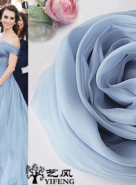 小清新浅蓝丝巾围巾披肩 文艺围巾夏季女丝巾桑蚕丝正品纯色围巾