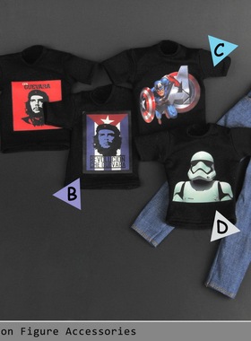 ZYTOYS 1：6 切古华拉队长黑色T恤 +牛仔裤套装 男装 手办模型OBJ