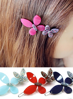 AngelRena正品韩国进口发饰蝴蝶镶钻发夹边夹刘海夹G2