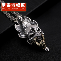 Chandos old Goldsmith man s925 silver pendant necklaces vintage personality evil skull pendants Thai silver necklace