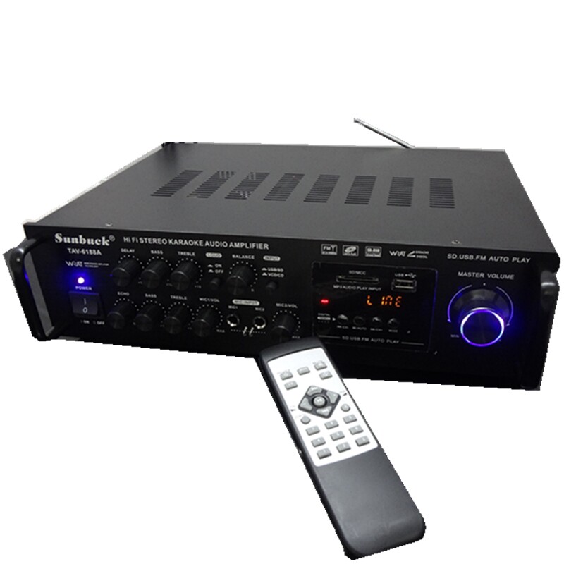 220v/12v家用功放卡拉ok大功率放大器eq均衡插卡音响功放机收音机