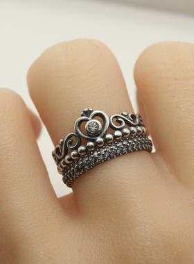 s925纯银泰银戒指复古皇冠女生