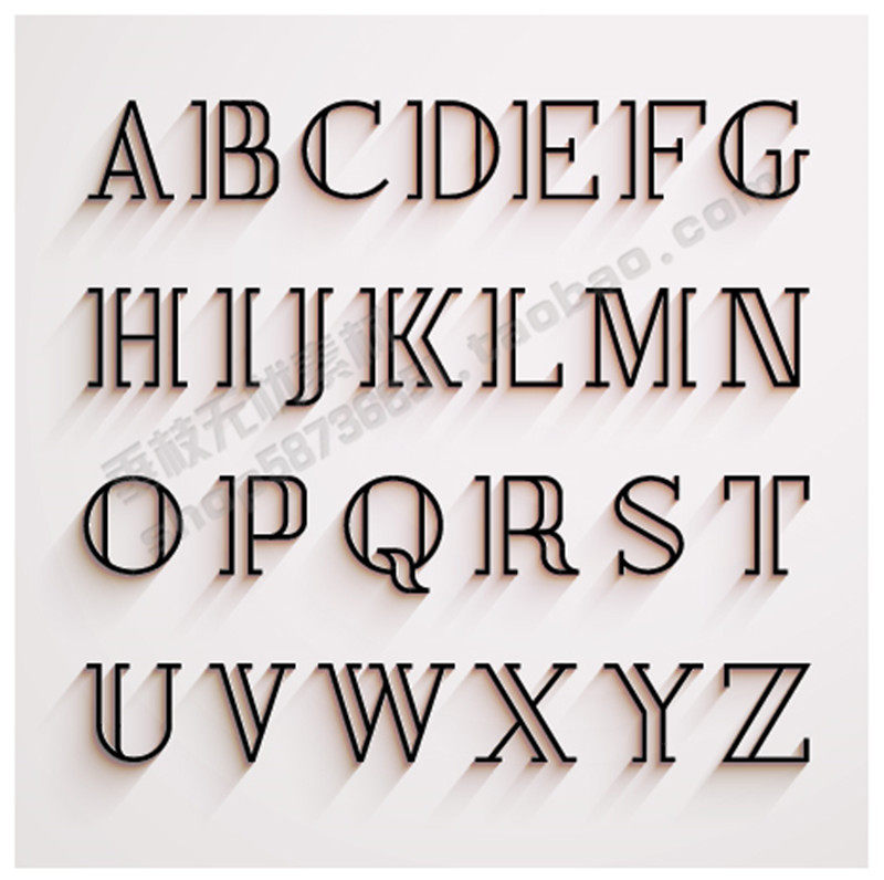 a0039矢量立体阴影风格3d英文字母 ai设计素材