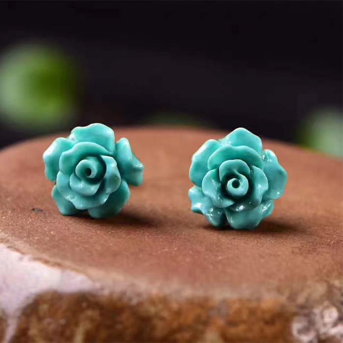 精美百搭女款天然水晶耳钉 颜色齐全可选 玫瑰花耳钉 玫瑰花耳坠