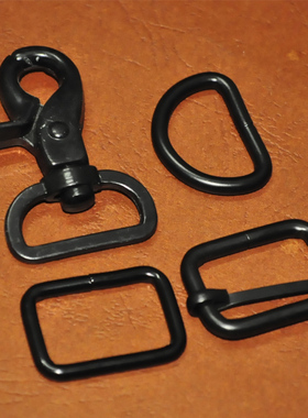 合金2.5cm电泳黑色钩扣D扣日字扣方扣DIY书包带挎背包带材料手工