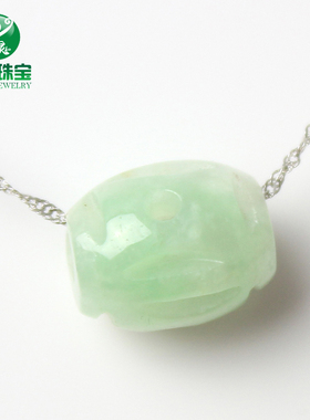 翡翠A货路路通玉项链 s925纯银锁骨项链 女款路路通吊坠挂件 正品