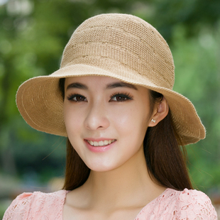 韩国透气防晒蝴蝶结棉麻遮阳帽子草帽渔夫帽盆帽女春夏秋可折叠潮