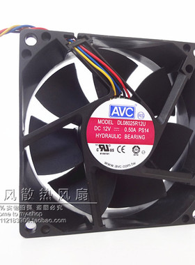 AVC 8025 0.50A 8CM/厘米 4线温控 CPU机箱 电源风扇 DL08025R12U