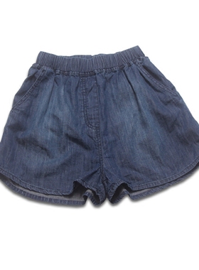 欧洲站2021夏新款时尚热裤女松紧腰后背拉链宽松阔腿薄款牛仔短裤