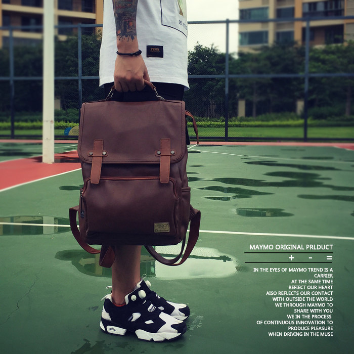 Chaopai HRXE BOX New men's bag Korean Edition Schoolbag PU leisure time Shopping travel Male Backpackin the Leather/Lady bags/Men's bag, Backpack  category - from Buy2taobao.com to provide professional Taobao agent buy service