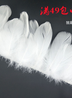 DIY饰品配件白鹅毛中飘白色羽毛布边布条羽毛裙边婚纱服装辅料1米