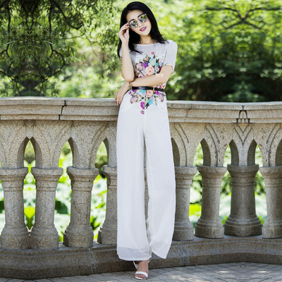 雅凡裙舞时尚花色拼接连衣裤