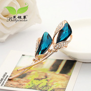 Bagen grass jewelry calla lily flowers high-end vintage Korea fashion unisex Crystal pin brooch corsage