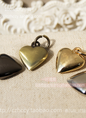 diy好品质 电镀 实心爱心吊坠 浅金色，银色，古扫色，枪黑色