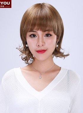 wigs2you假发 齐刘海时尚梨花头假发套 甜美卷发整顶假发OL中短发