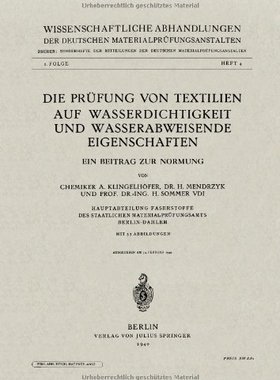 【预订】Die Prufung Von Textilien Auf Wasser...