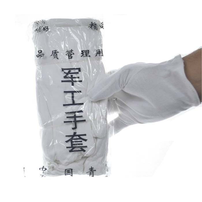 25款军工牌电子作业礼物仪司机开 车耐磨白色棉汗布手套劳保防护1