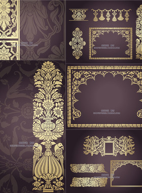 A3521矢量欧式花纹华丽复古边框纹样 AI设计素材