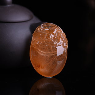 灵狐款 天然红兔毛红水晶吊坠挂件 财富来宝 如意玉兔 兔子守护神