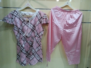 专柜正品芬腾睡衣断码女士夏季南韩丝家居服短袖中裤套装S2270