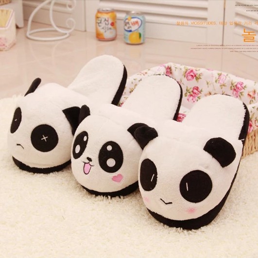 包邮可爱熊猫冬季卡通情侣棉拖鞋