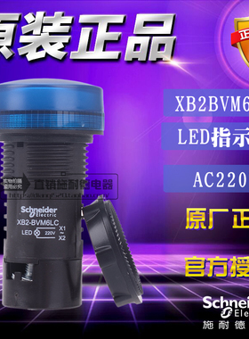施耐德 XB2BVM6LC AC220V 蓝色LED指示灯信号灯开关按钮原装正品