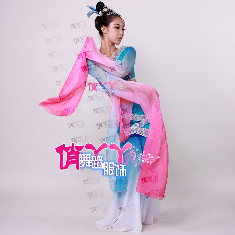 新款!高檔采薇舞蹈服裝水袖演出嫦娥奔月古典漢唐 漢服敦煌飛天