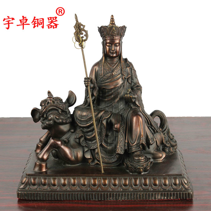 宇卓铜器纯铜地藏王佛像黄铜带底座坐谛听地藏佛像工艺品摆件