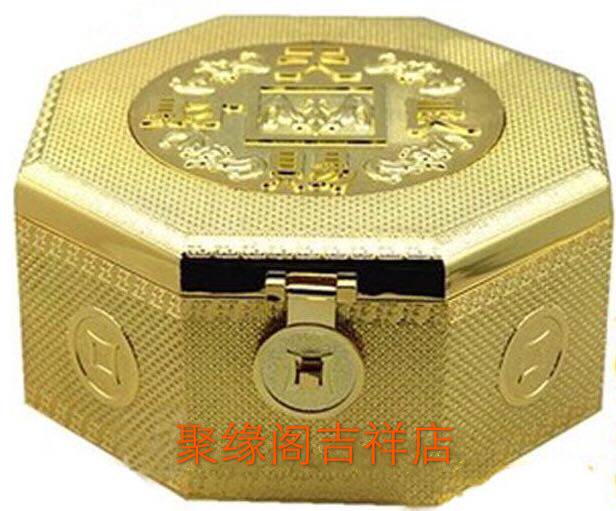 纯铜九运大财箱李居明财箱摆件天赐良财八角小财箱财位家居工艺品