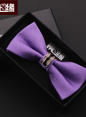 bow tie 男士 商务正装 紫色镶钻 结婚礼服 蝴蝶结领结煲呔