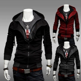 卫衣男春装时尚休闲修身撞色连帽开衫卫衣薄外套新W14P25，男装卫衣，星座216-1