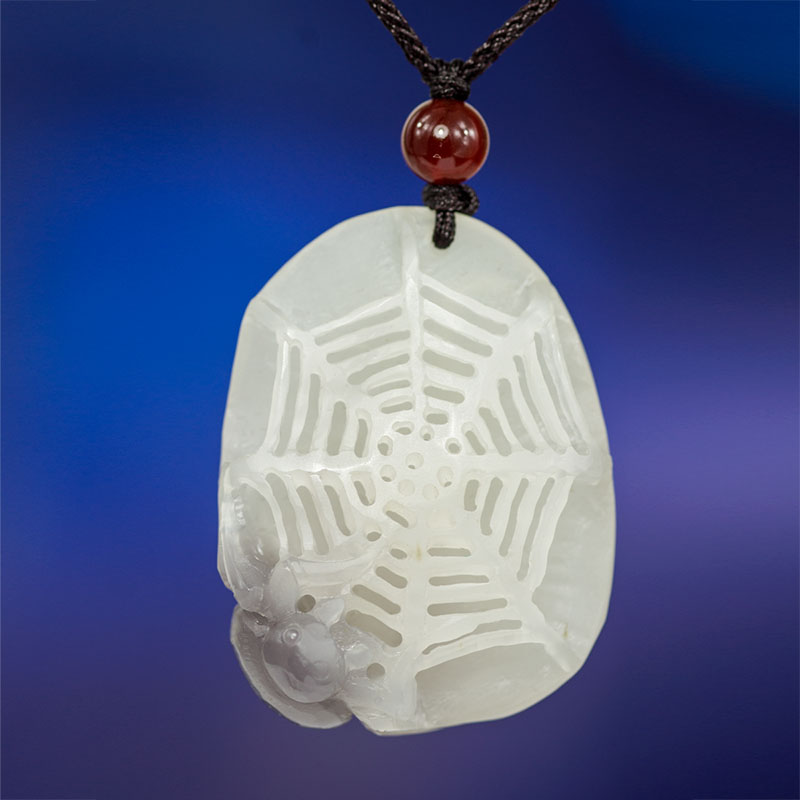 钰达和田玉蜘蛛项坠 喜从天降青花玉挂坠 玉吊坠个性玉佩玩件bta