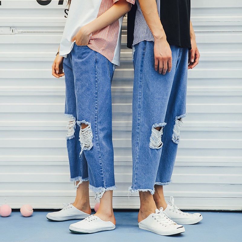 Jeans pour jeunesse droite en vrac en coton pour été - Ref 1461682 Image 1