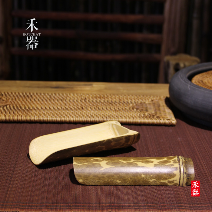 禾器堂 纯天然斑竹湘妃竹手工打磨茶道茶则 茶道零配茶匙