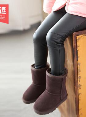 女童皮裤加绒女宝宝2-7岁秋冬季3外穿小脚裤中小儿童PU皮打底裤子