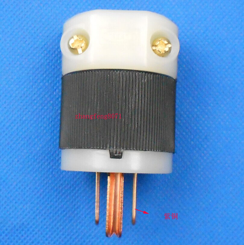 全新台产美国荷宝 8215C型美标HiFi音响电源插头 镀紫铜接触片