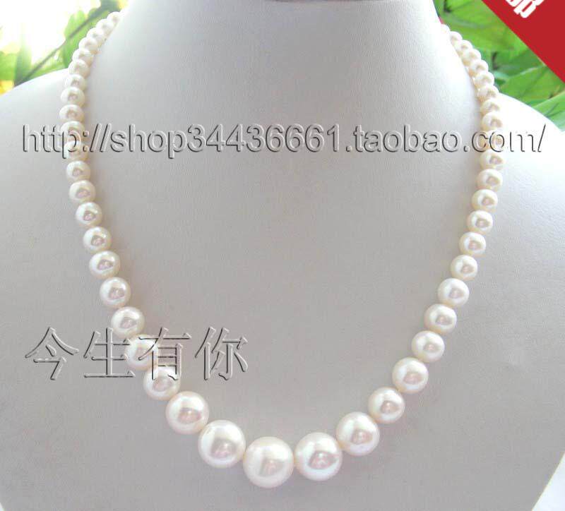 今生有你：5mm-12mm白色天然珍珠项链塔链精致正品包邮