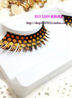 国际染色彩色 夸张 假睫毛眼尾加长黄色斑点纹睫毛舞台造型艺术