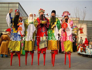 民间高跷道具高跷木实木高跷成人高跷舞龙舞狮道具各款踩高跷衣服